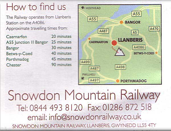 Snowdon Maintain Railway Map North Wales Map Page One